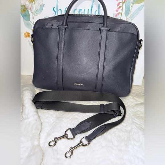Coach Perry Slim Briefcase in Dark Blue - Picture 2 of 14